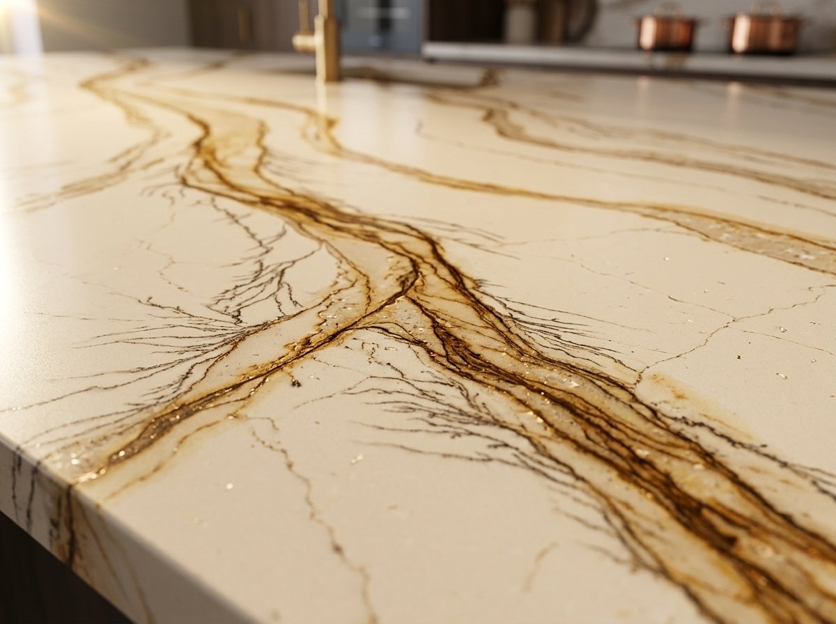 Cambria Clovelly Quartz | Copper & Brown Veined Countertops