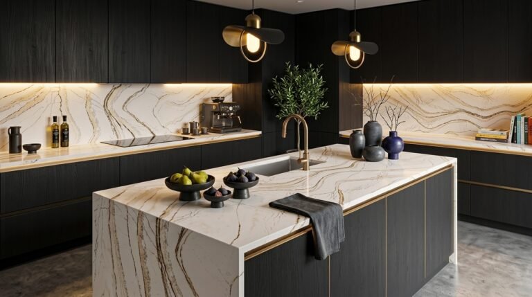 Cambria Clovelly Quartz | Copper & Brown Veined Countertops