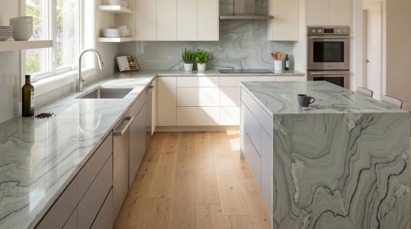 Calacatta Montreal Quartzite | White & Gray Veined Countertops