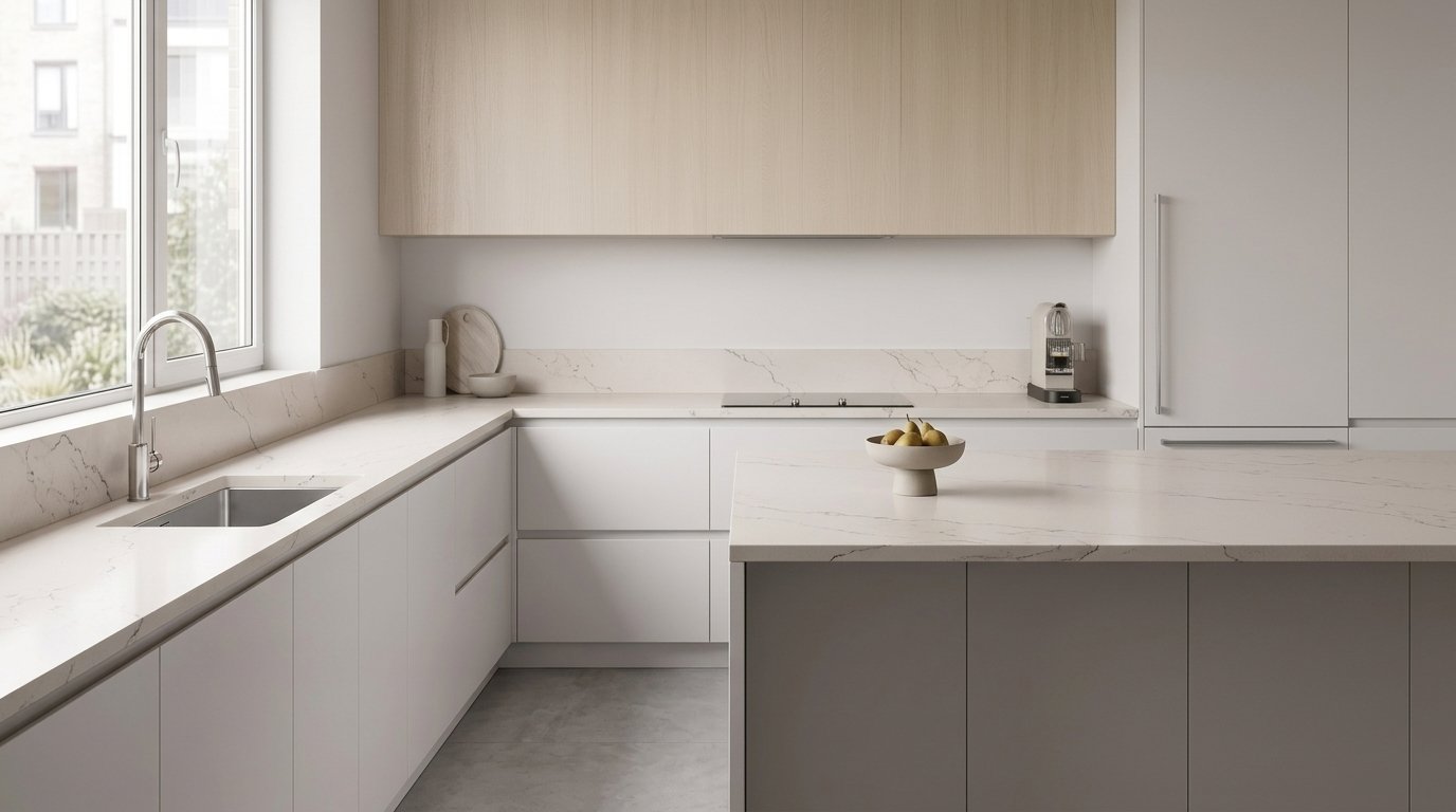 Cambria Beckington Quartz | Gray & Tan Veined Countertops