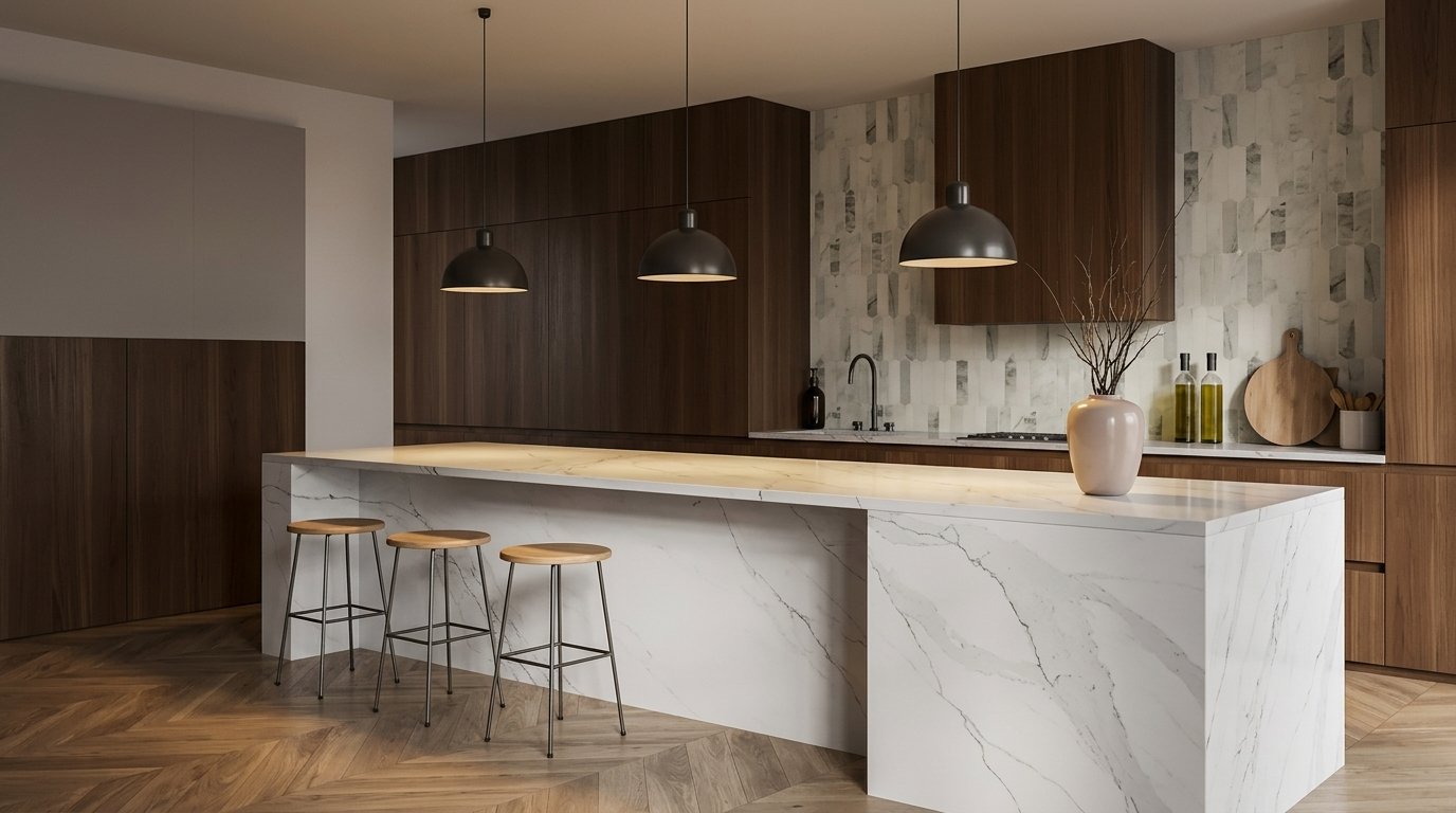 Azurmatt Quartz | Gray & Aquamarine Quartzite-Look Countertops